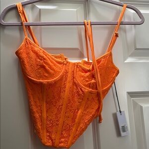 Orange Lace Bustier Top